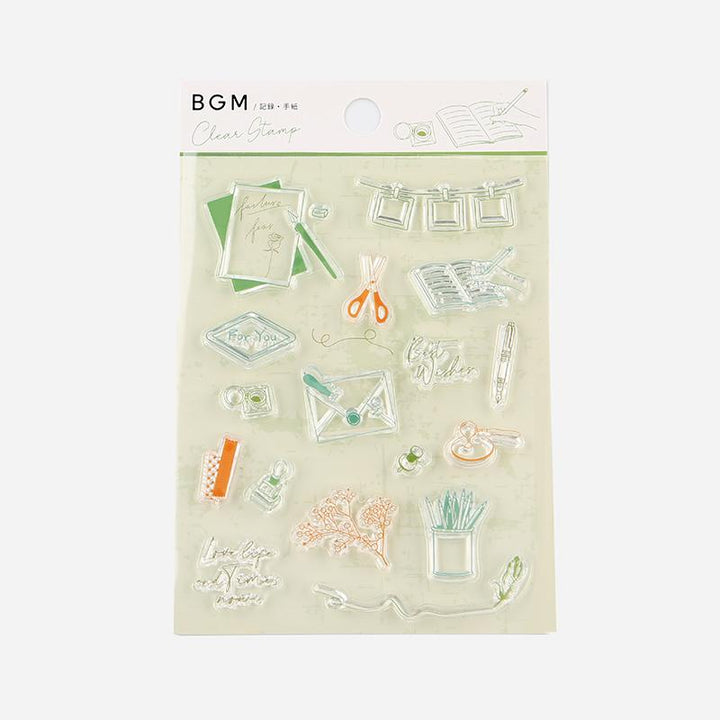 BGM Letters Records Clear Stamp — BGM rubber stamp — decorative stamp for journaling and paper craft, at Cityluxe Singapore