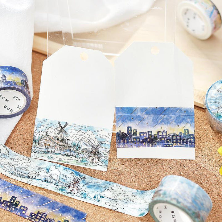 BGM Meteor City Masking Tape — BGM masking tape — decorative paper tape for journaling and scrapbooking, at Cityluxe Singapore
