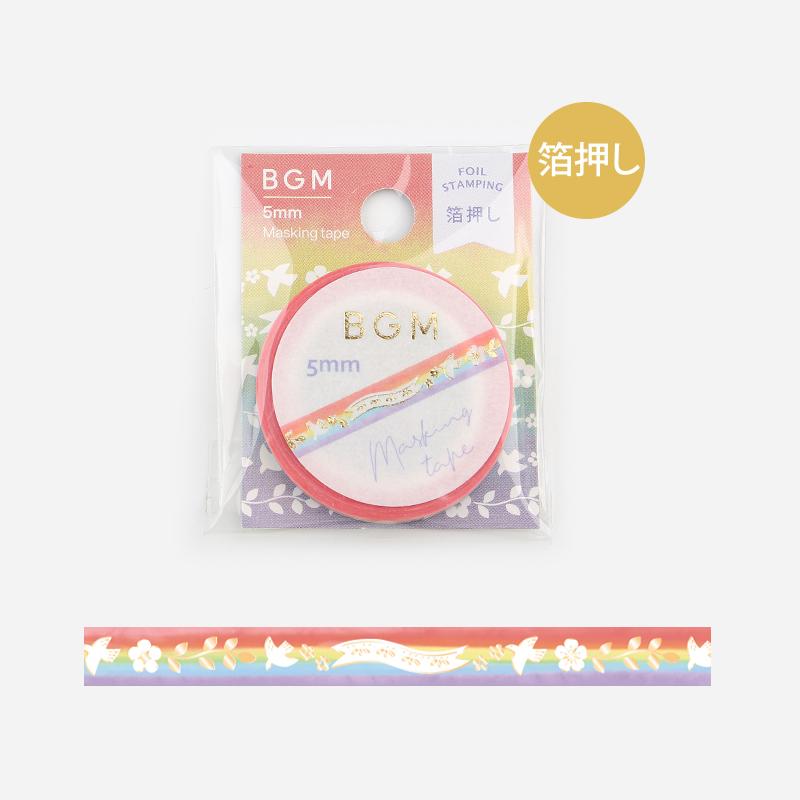 BGM Rainbow White Bird Masking Tape — BGM masking tape — decorative paper tape for journaling and scrapbooking, at Cityluxe Singapore