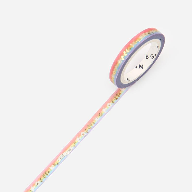 BGM Rainbow White Bird Masking Tape — BGM masking tape — decorative paper tape for journaling and scrapbooking, at Cityluxe Singapore