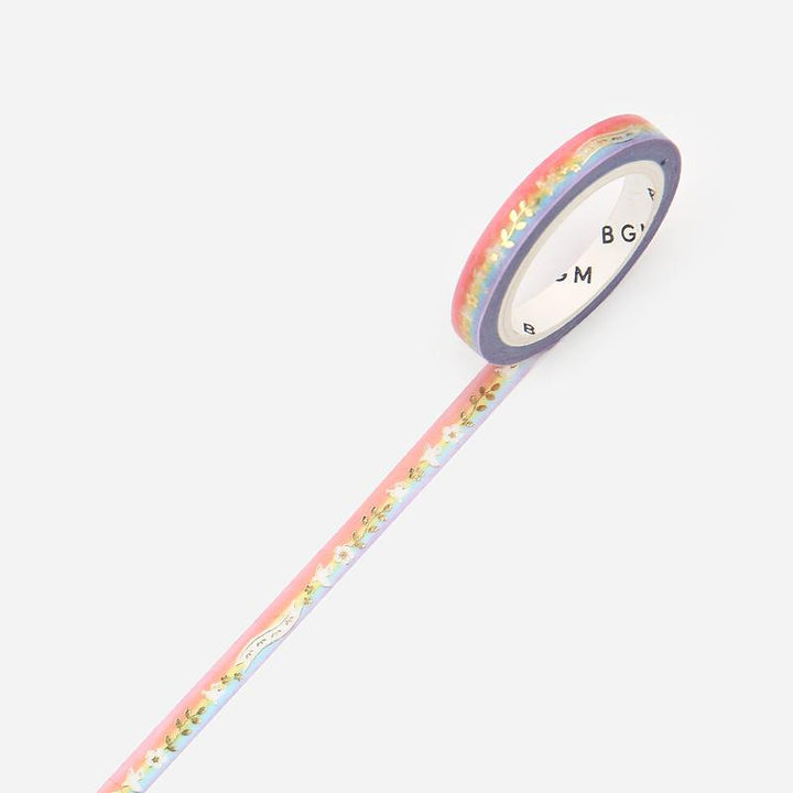 BGM Rainbow White Bird Masking Tape — BGM masking tape — decorative paper tape for journaling and scrapbooking, at Cityluxe Singapore