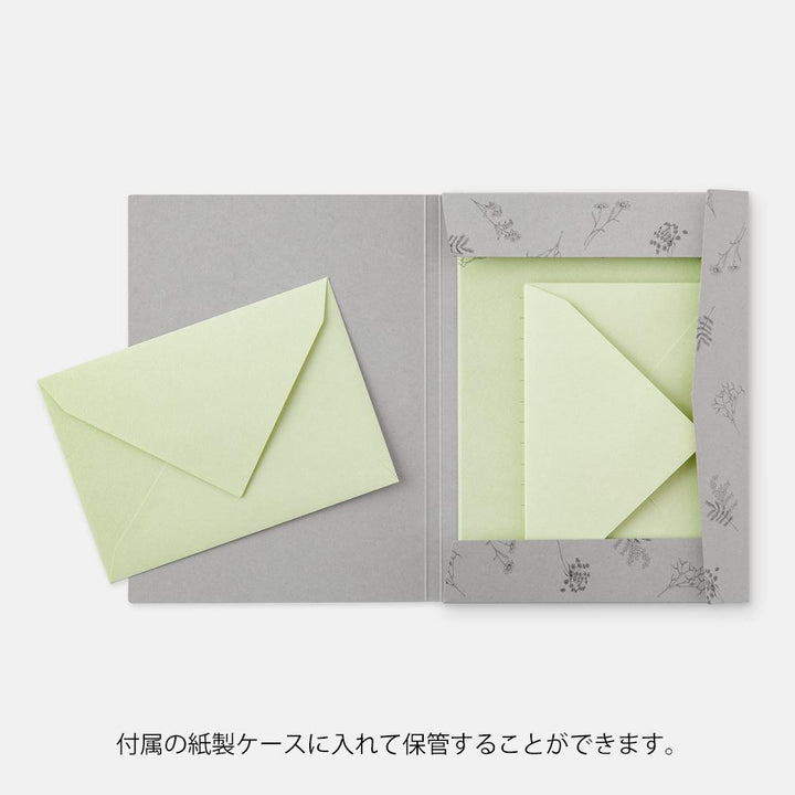 Midori Letter Set 316 Flower Color Washi Paper in Green — Midori letter set — premium stationery and lifestyle, at Cityluxe Singapore