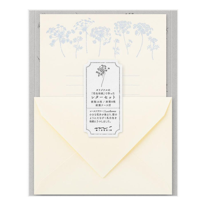 Midori Letter Set 313 Flower Color Washi Paper in White — Midori letter set — premium stationery and lifestyle, at Cityluxe Singapore