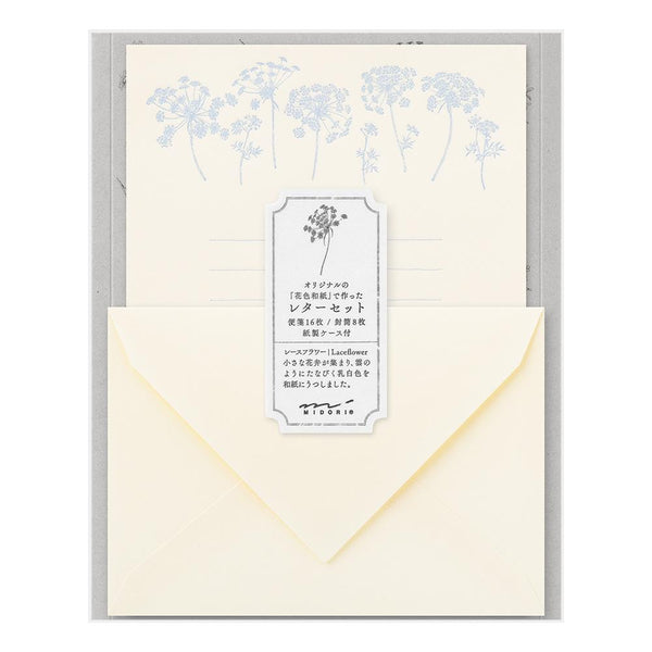 Load image into Gallery viewer, Midori Letter Set 313 Flower Color Washi Paper - White
