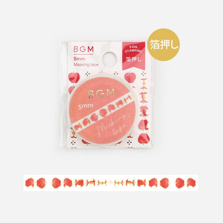 BGM Apples Masking Tape — BGM washi tape — decorative Japanese paper tape for journaling, at Cityluxe Singapore