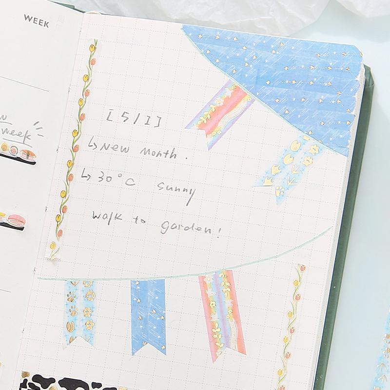BGM Rainbow White Bird Masking Tape — BGM masking tape — decorative paper tape for journaling and scrapbooking, at Cityluxe Singapore