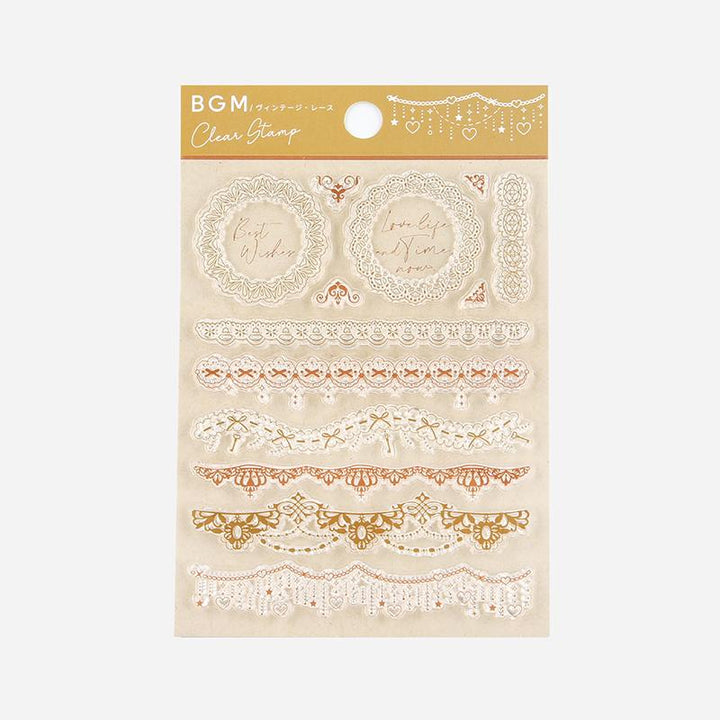 BGM Vintage Lace Clear Stamp — BGM rubber stamp — decorative stamp for journaling and paper craft, at Cityluxe Singapore