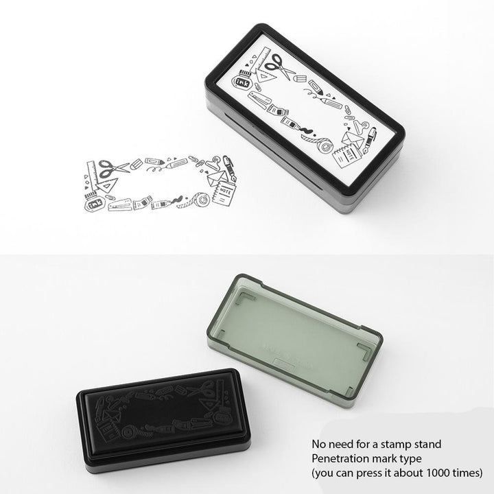 Midori Paintable Stamp Pre-Inked Half Size Stationery — Midori rubber stamp — decorative stamp for journaling and paper craft, at Cityluxe Singapore