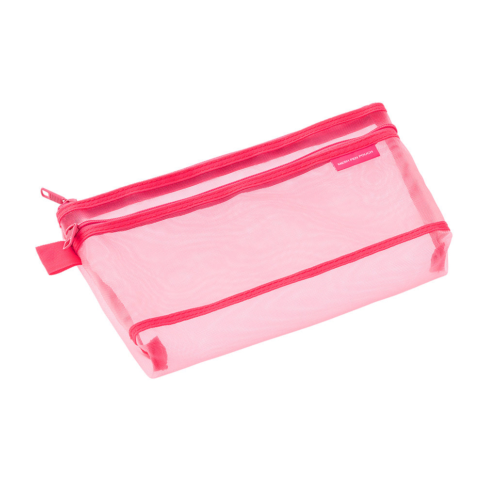 Midori Mesh Pen Pouch Pink A — Midori pen case — protective pouch for pens and writing instruments, at Cityluxe Singapore
