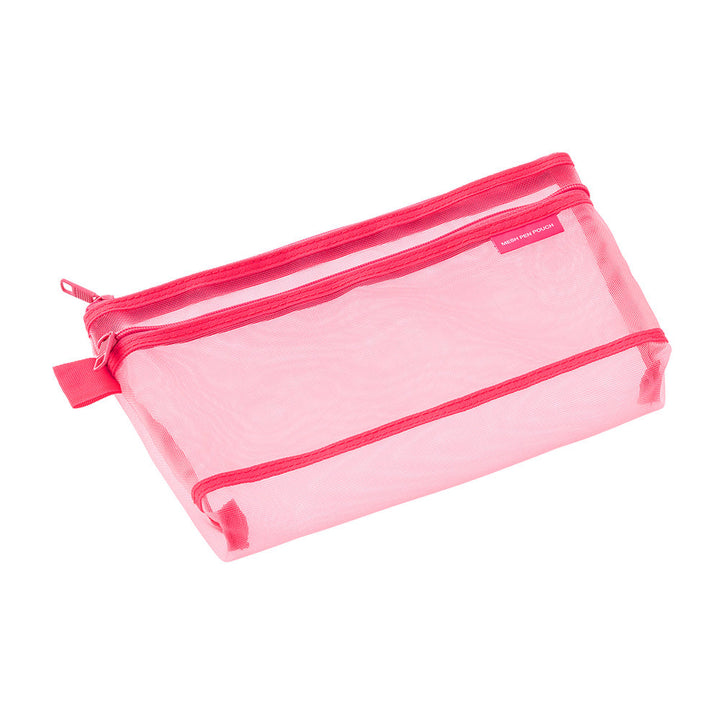 Midori Mesh Pen Pouch Pink A — Midori pen case — protective pouch for pens and writing instruments, at Cityluxe Singapore