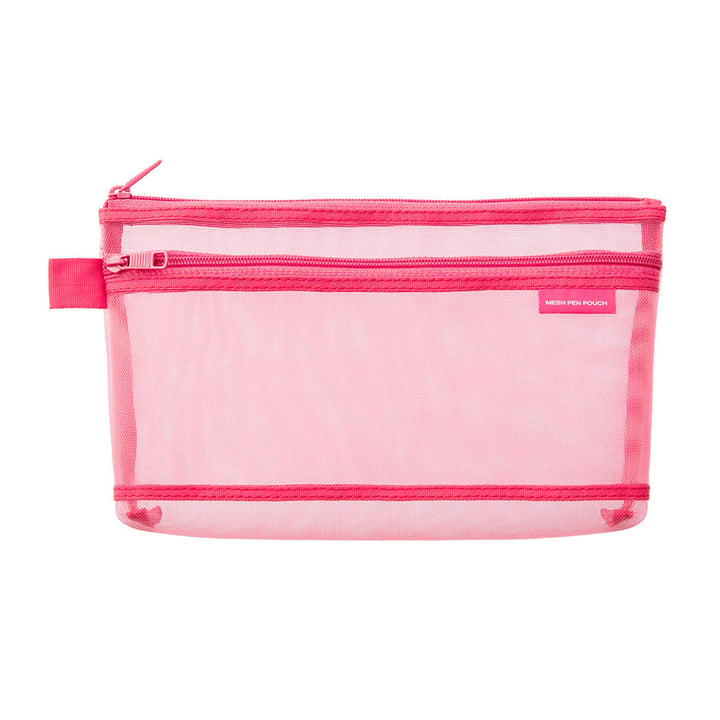 Midori Mesh Pen Pouch Pink A — Midori pen case — protective pouch for pens and writing instruments, at Cityluxe Singapore