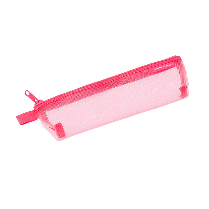 Midori Mesh Mini Pen Case Pink A — Midori pen case — protective pouch for pens and writing instruments, at Cityluxe Singapore
