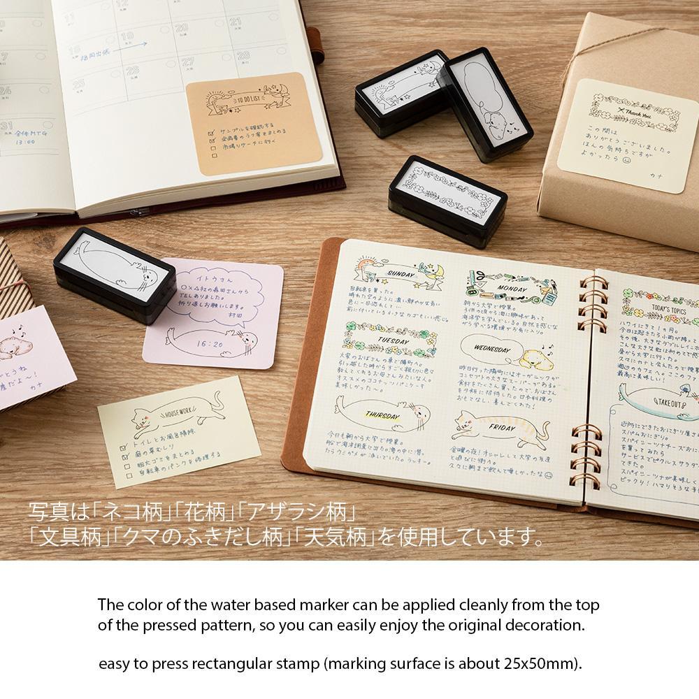 Midori Paintable Stamp Pre-Inked Half Size Flower — Midori rubber stamp — decorative stamp for journaling and paper craft, at Cityluxe Singapore