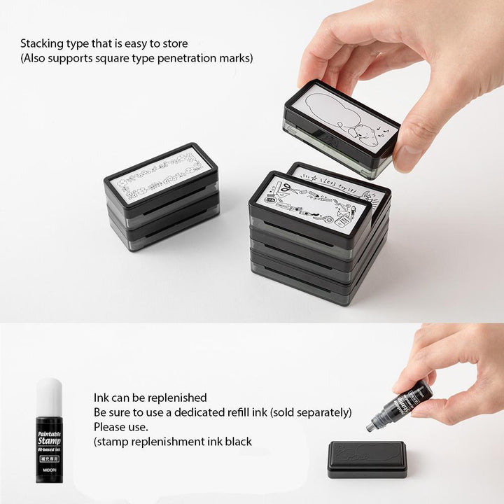 Midori Paintable Stamp Pre-Inked Half Size Weather — Midori rubber stamp — decorative stamp for journaling and paper craft, at Cityluxe Singapore