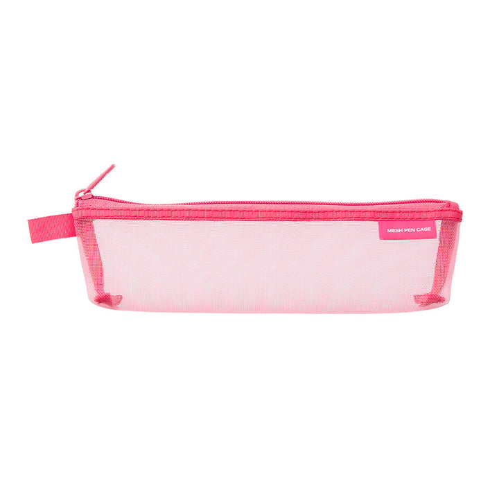 Midori Mesh Mini Pen Case Pink A — Midori pen case — protective pouch for pens and writing instruments, at Cityluxe Singapore
