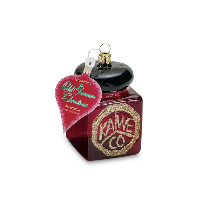 Kaweco Glass Ink Bottle Ornament – Bordeaux | Handcrafted Collector’s Christmas Decoration