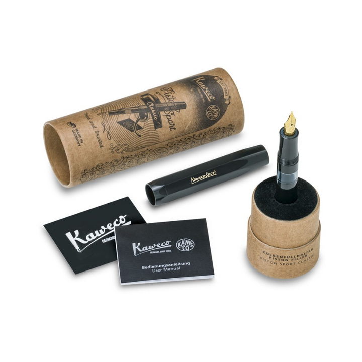 Kaweco Piston Sport Classic Fountain Pen - Black with Gold Nib