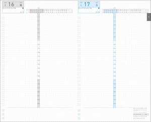 Jibun Techno Days 2026 A5 Slim Diary featuring a central 24-hour timeline. Perfect for those who want to manage multiple aspects of life in one book and love to write extensively.