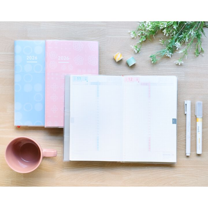 Jibun Techo DAYs! Mini 2026 B6 Slim Diary featuring ultra-thin paper, innovative 24-hour timelines, and a soft-touch cover, it’s designed for seamless organization and portability.