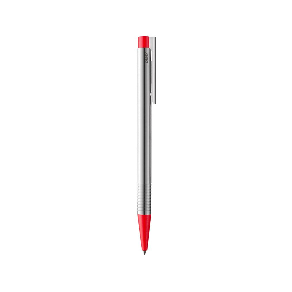 Lamy Logo Ballpoint Pen Matt Red — uncapped with cap posted