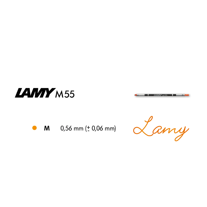 LAMY M55 Orange Marker Refill For Multi-System Pen — uncapped with cap posted