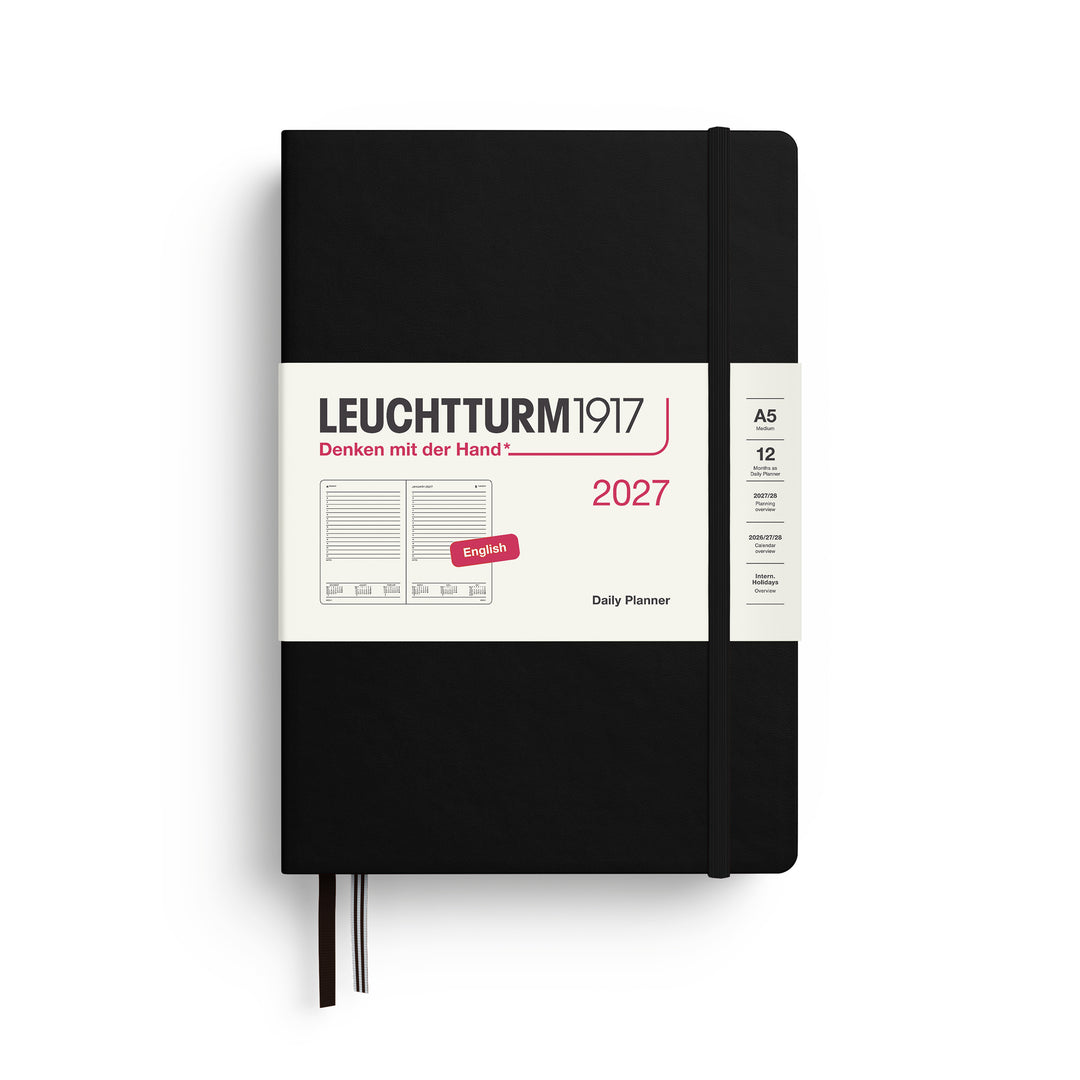 Leuchtturm1917 A5 Medium Daily Planner 2027 - Black