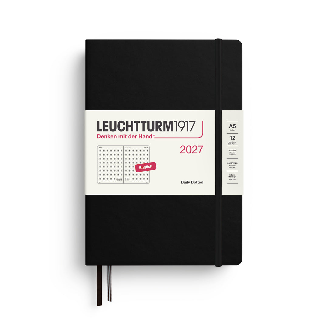 Leuchtturm1917 A5 Medium Daily Planner 2027 - Dotted / Black