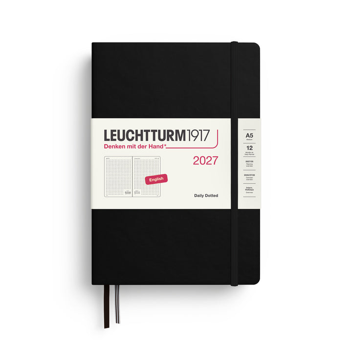 Leuchtturm1917 A5 Medium Daily Planner 2027 - Dotted / Black