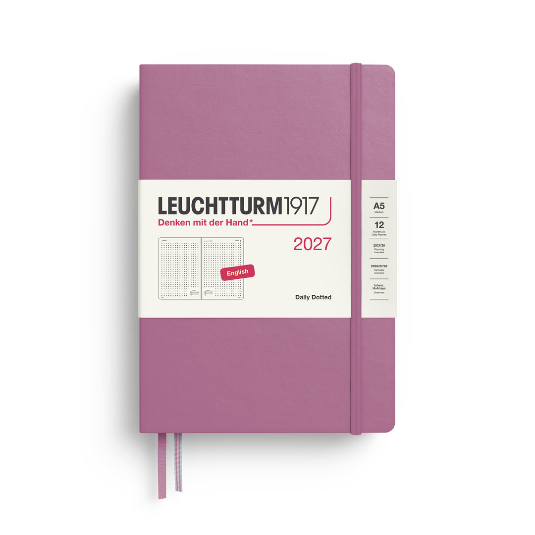 Leuchtturm1917 A5 Medium Daily Planner 2027 - Dotted / Dusty Rose