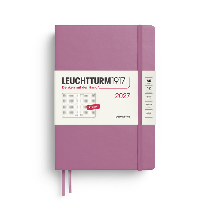 Leuchtturm1917 A5 Medium Daily Planner 2027 - Dotted / Dusty Rose