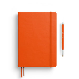 Leuchtturm1917 A5 Medium Hardcover Notebook in Pumpkin orange for sketching and creative notes.