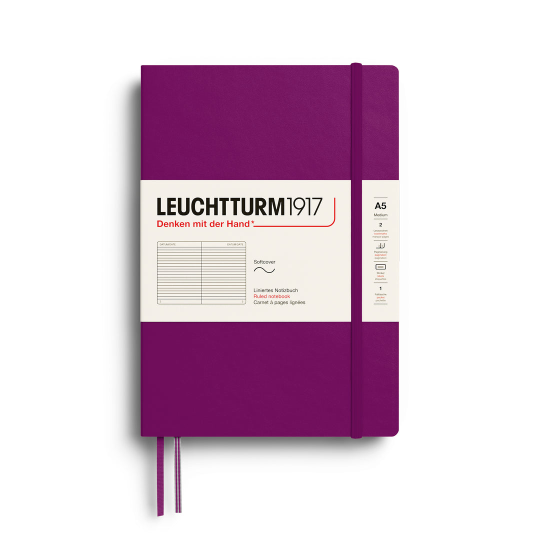 Leuchtturm1917 A5 Medium Softcover Notebook - Ruled / Burgundy