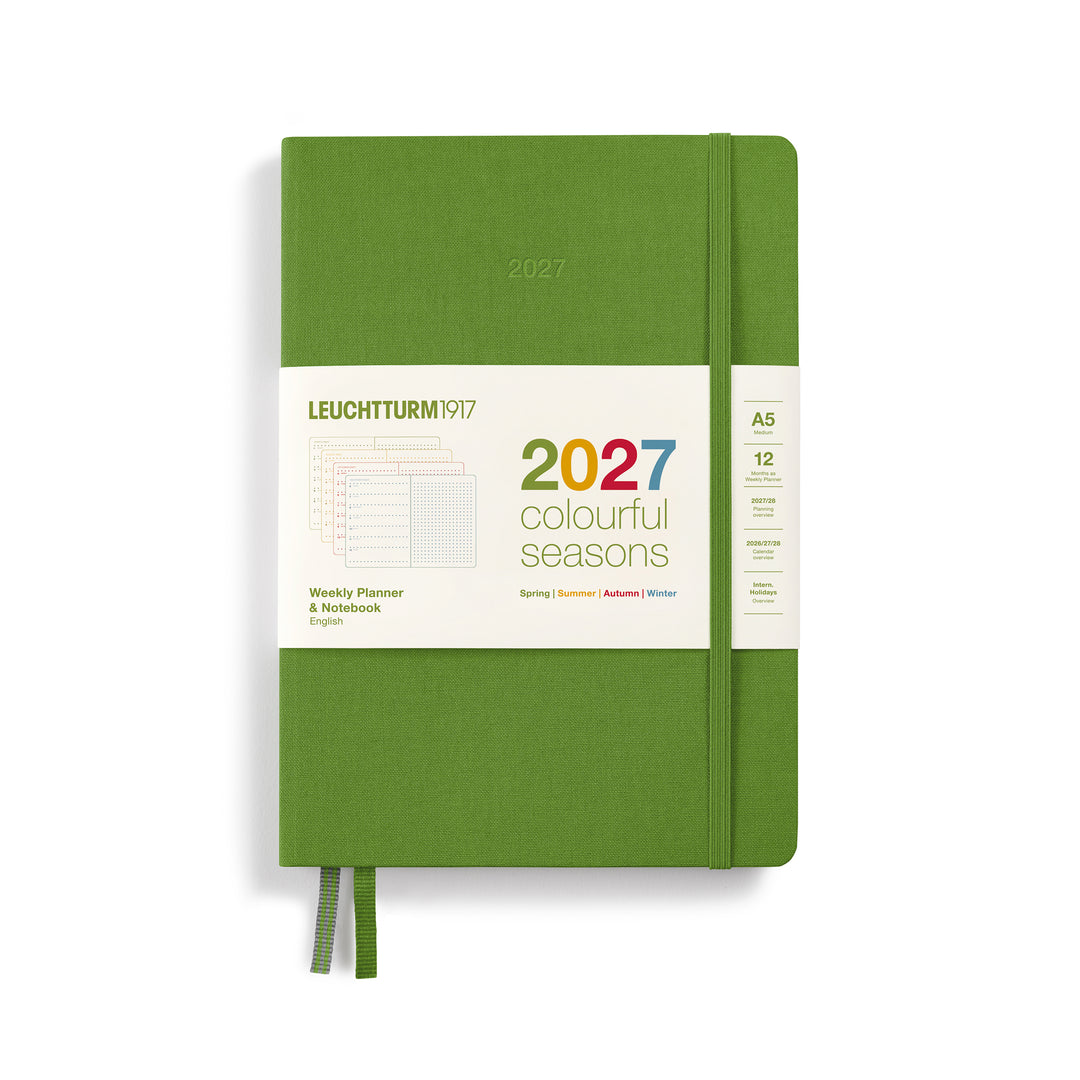 Leuchtturm1917 A5 Medium Weekly Planner &amp; Notebook 2027 Four Seasons Edition - Dotted / Fresh Green