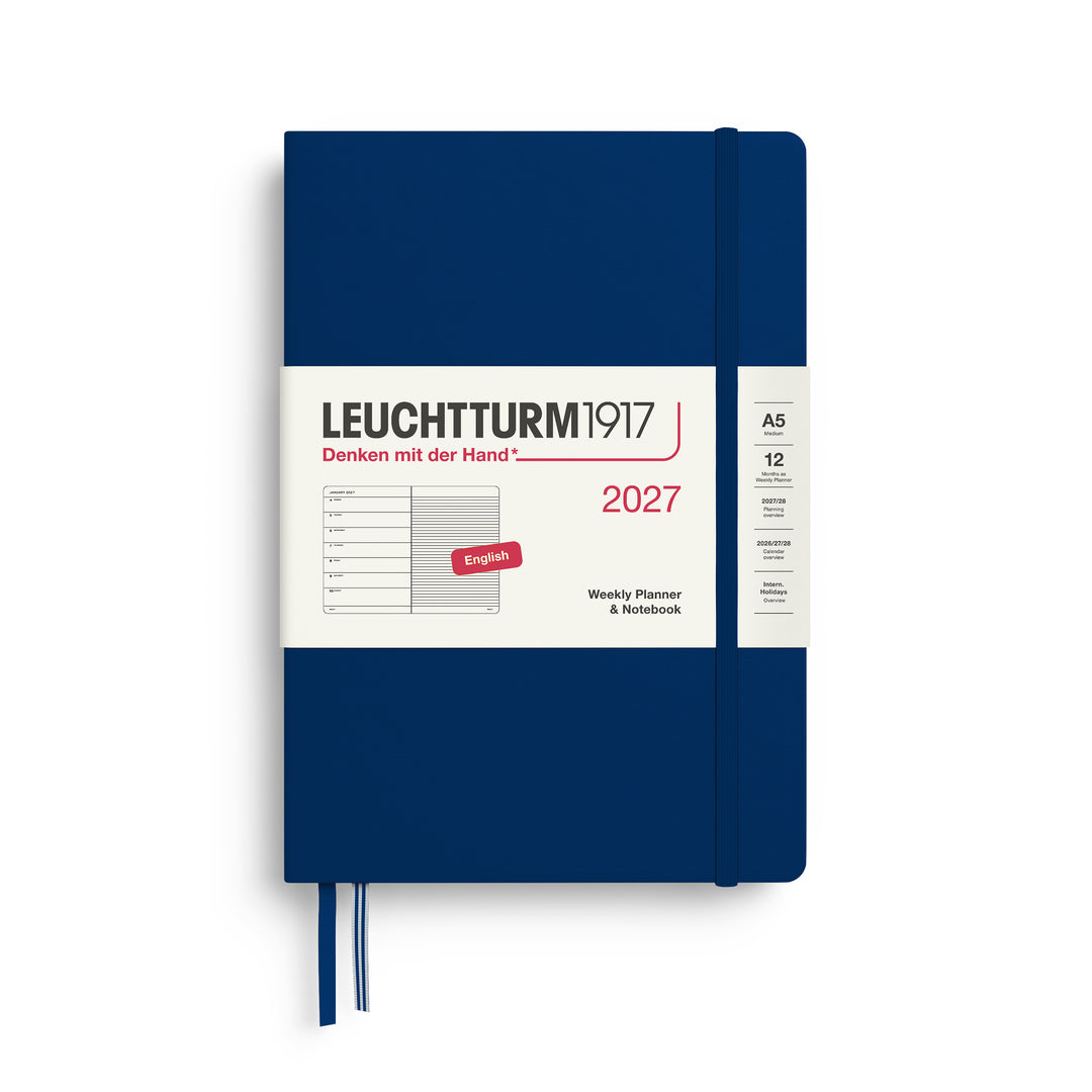 Leuchtturm1917 A5 Medium Weekly Planner &amp; Notebook 2027 - Navy