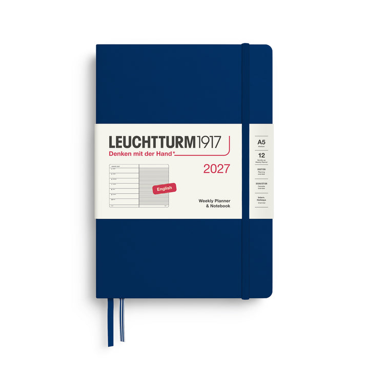 Leuchtturm1917 A5 Medium Weekly Planner &amp; Notebook 2027 - Navy
