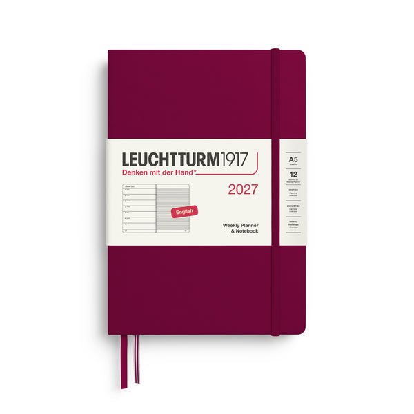 Leuchtturm1917 A5 Medium Weekly Planner & Notebook 2027 - Port Red