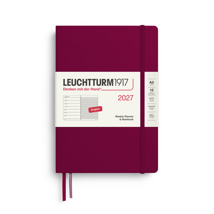 Leuchtturm1917 A5 Medium Weekly Planner &amp; Notebook 2027 - Port Red