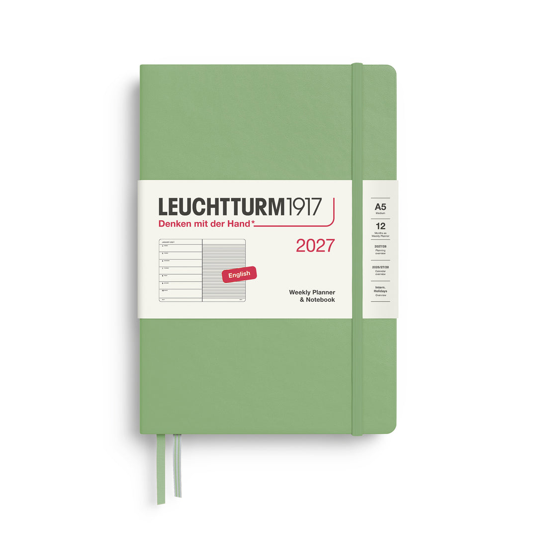 Leuchtturm1917 A5 Medium Weekly Planner &amp; Notebook 2027 - Sage