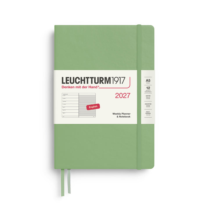 Leuchtturm1917 A5 Medium Weekly Planner &amp; Notebook 2027 - Sage