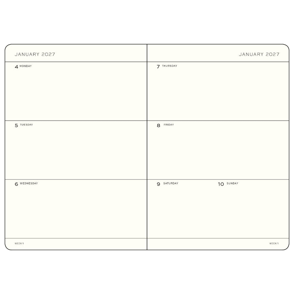 Leuchtturm1917 A5 Weekly Planner 2027 – inside calendar pages for January 2027