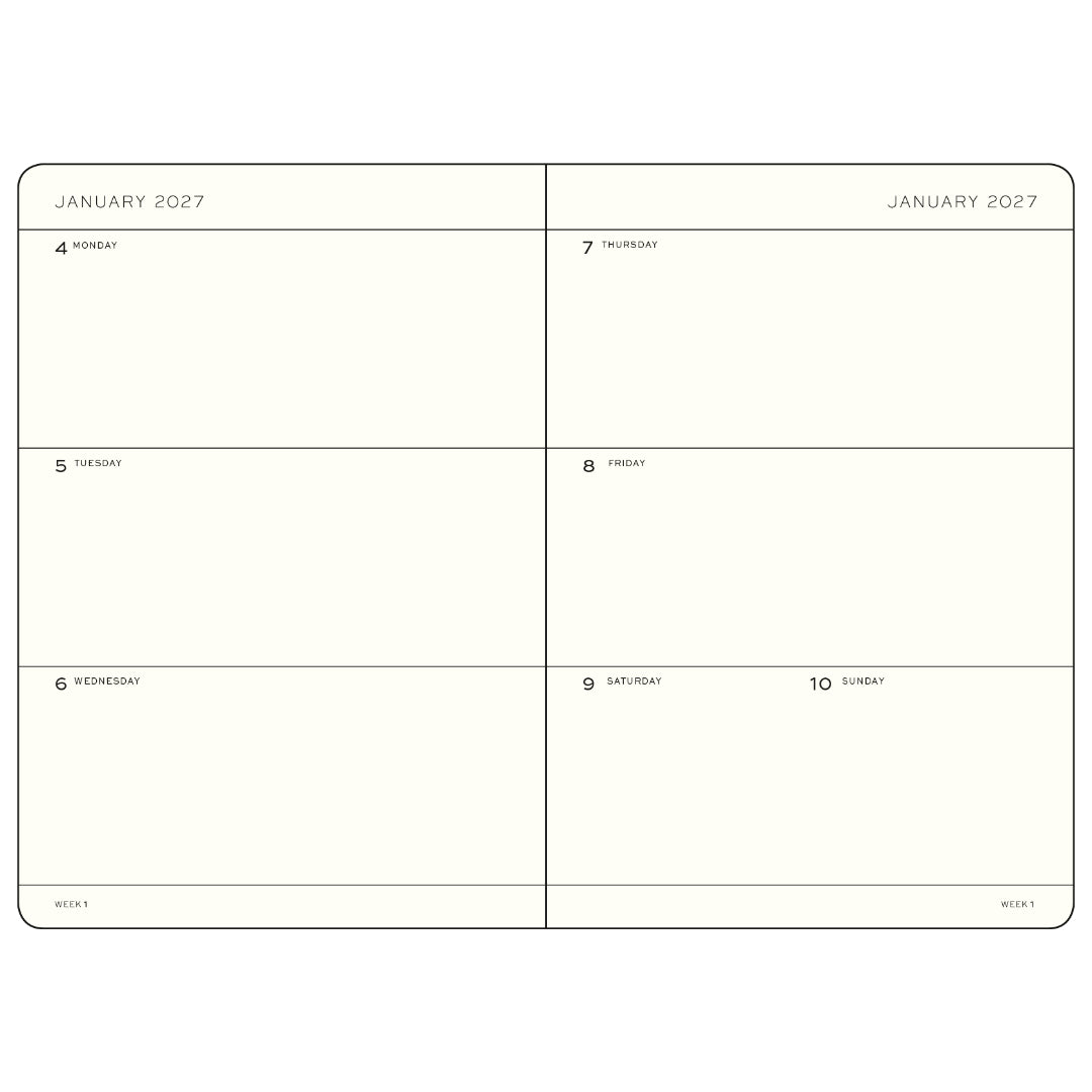 Leuchtturm1917 A5 Weekly Planner 2027 – inside calendar pages for January 2027
