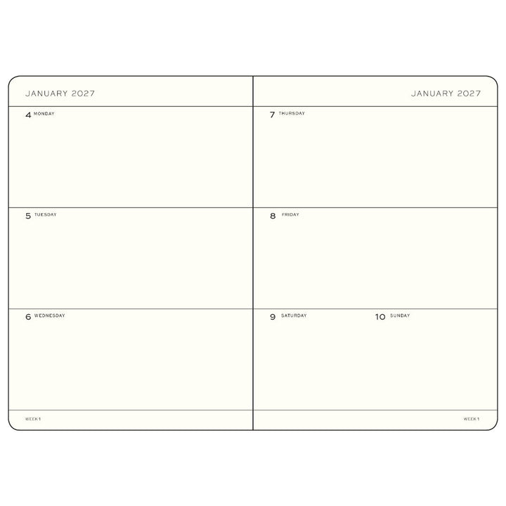 Leuchtturm1917 A5 Weekly Planner 2027 – inside calendar pages for January 2027
