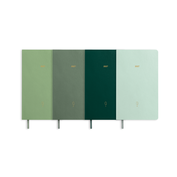 Leuchtturm1917 A6 Pocket Quarterly Daily Planner 2027, 4-Pack - Green Shades