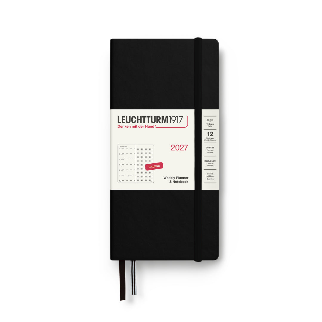 Leuchtturm1917 B6+ x A6 Wallet Weekly Planner &amp; Notebook 2027 - Black