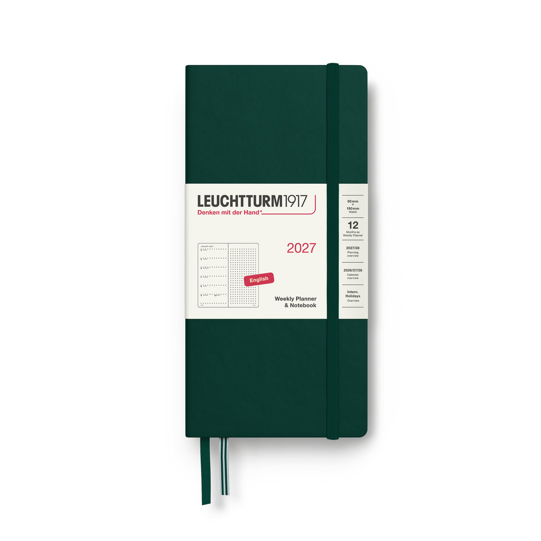 Leuchtturm1917 B6+ x A6 Wallet Weekly Planner &amp; Notebook 2027 - Forest Green