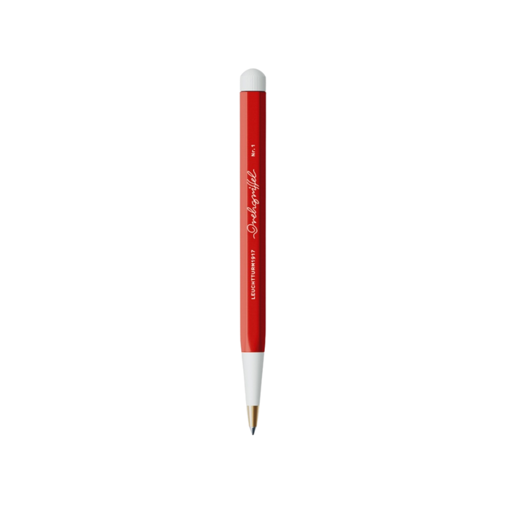 Leuchtturm1917 Drehgriffel Nr. 1 - Ballpoint Pen with Royal Blue Ink - Cherry — uncapped with cap posted