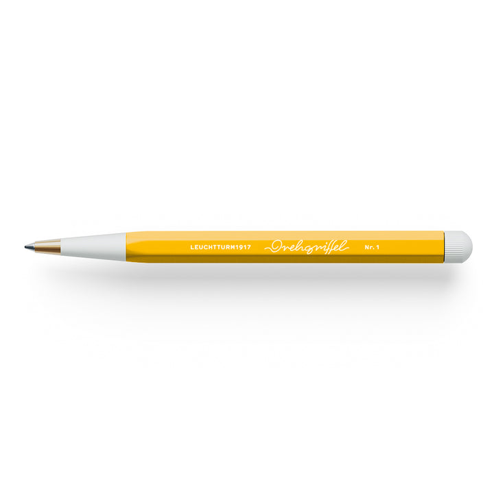 Leuchtturm1917 Drehgriffel Nr. 1 Gel Pen in Sunflower yellow with black gel ink, hexagonal aluminum pen with twist mechanism.