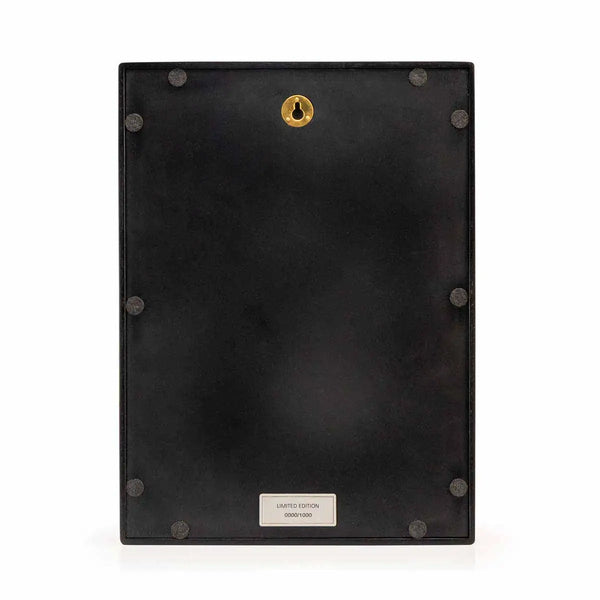 Load image into Gallery viewer, Royal Selangor [LIMITED EDITION] 2026 Year of the Horse Plaque, featuring a golden rearing horse framed by crimson waves, rocks, and clouds, set against a wan longevity pattern backdrop. The circular disc and square frame symbolize heaven and earth in harmony.
