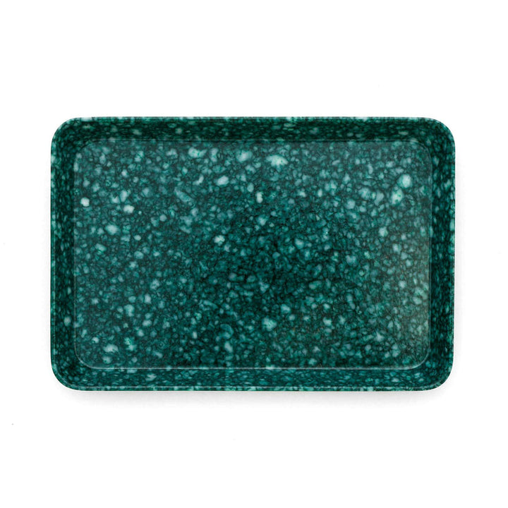 Marbled Melamine Desk Tray Medium in Dark Green – elegant marble-patterned tray for desk organization.