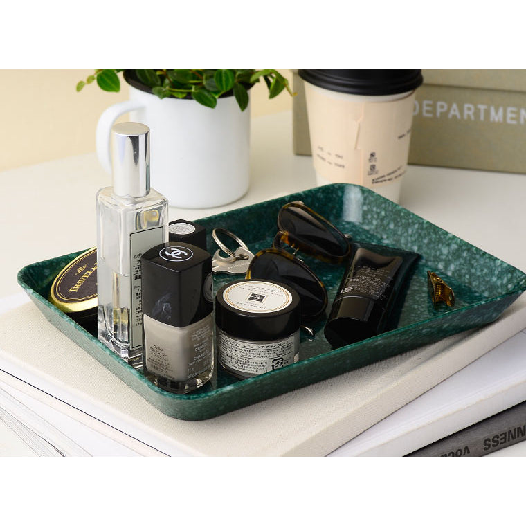 Hightide Marbled Melamine Desk Tray Medium - Dark Green – feature detail